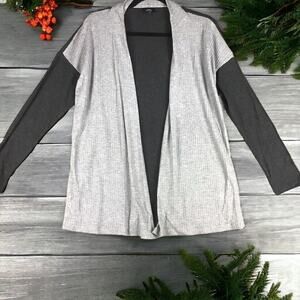 Bobeau Women's Size Small Waffle Knit Open Front Cardigan Sweater Gray Light